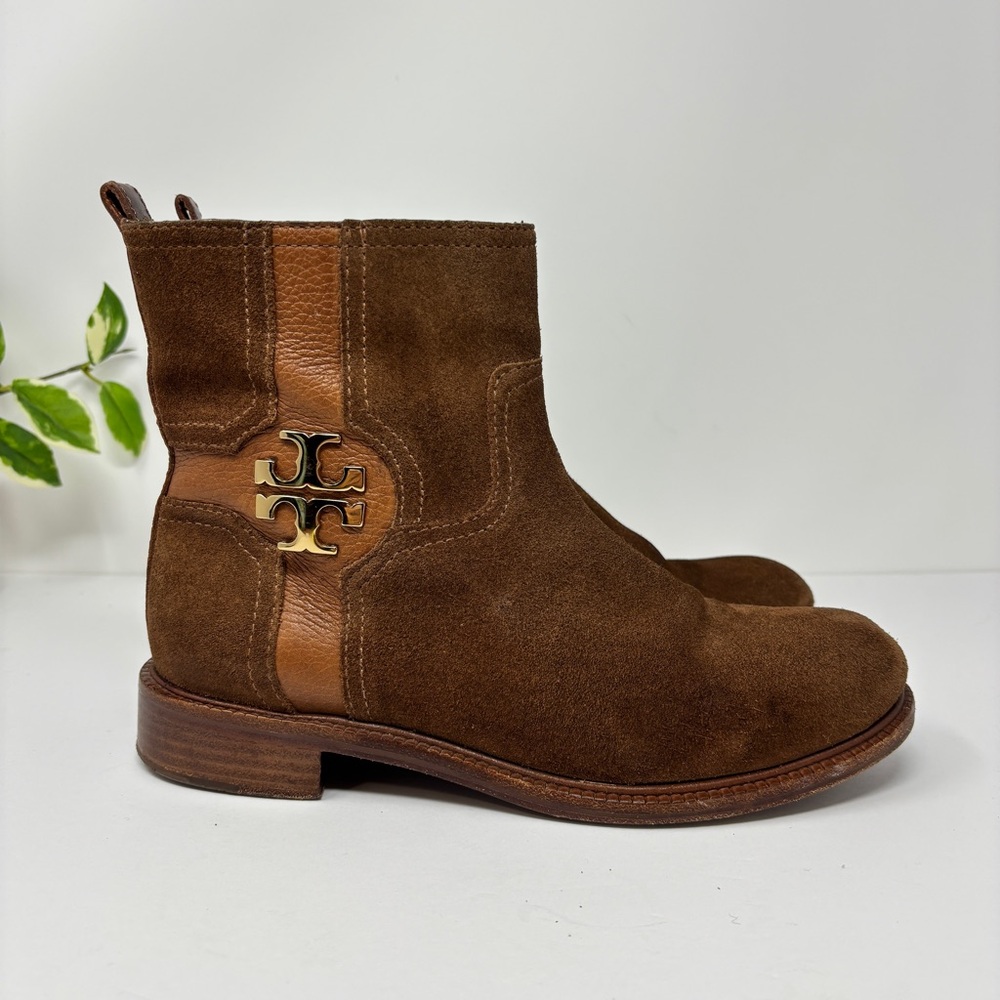 TORY BURCH Alaina Brown Suede Ankle Bootie